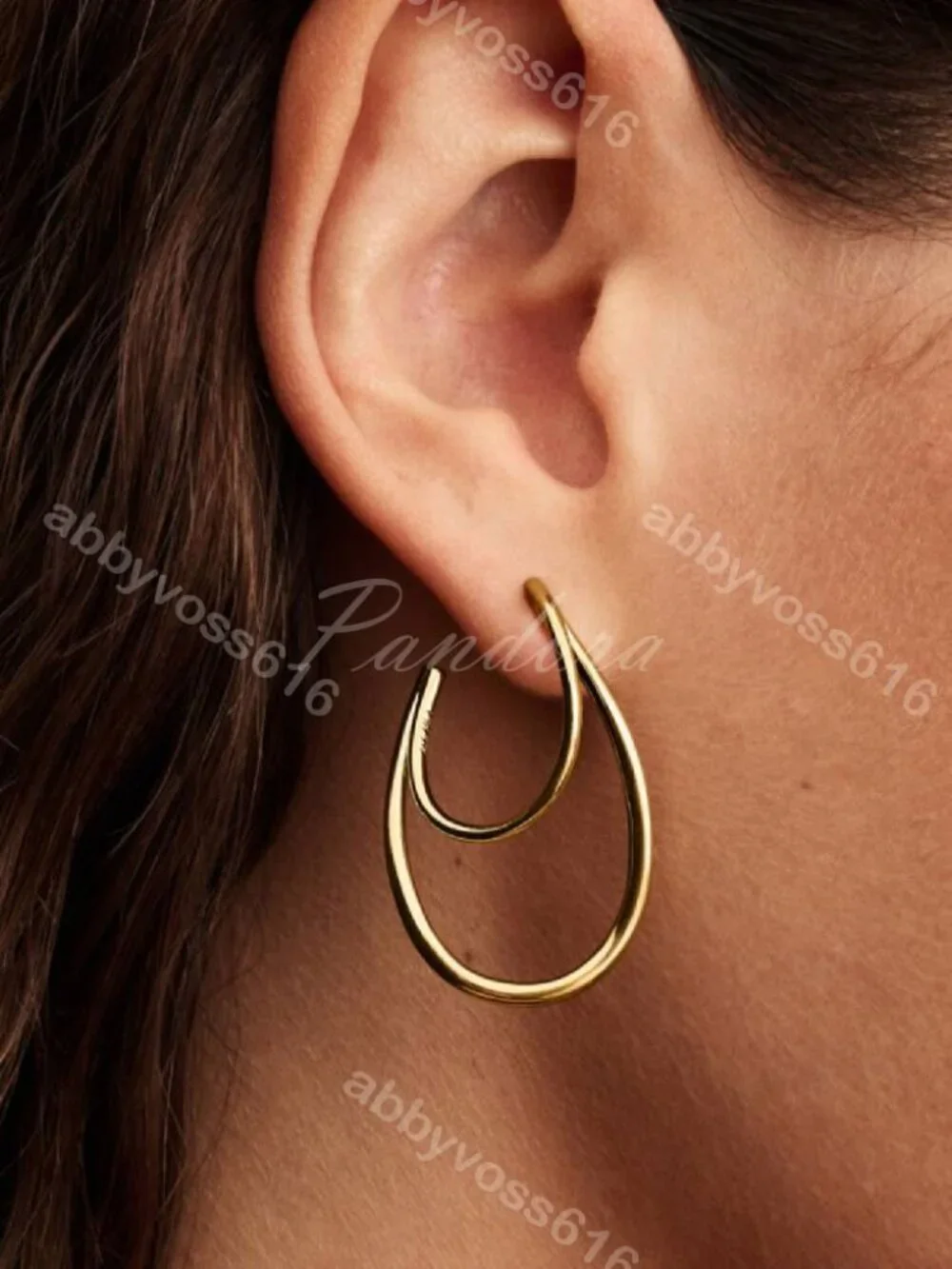 Pandora Organically Shaped Double Hoop Earrings